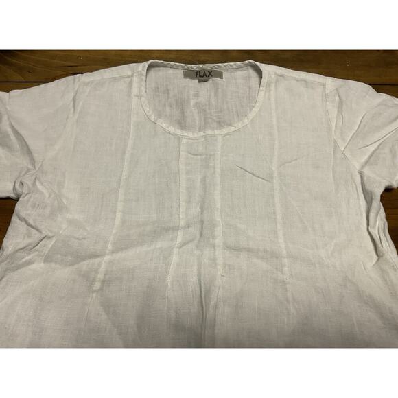 FLAX Womens Sz Small Short Sleeve White Linen Tunic Top -FLAW- - Picture 4 of 10